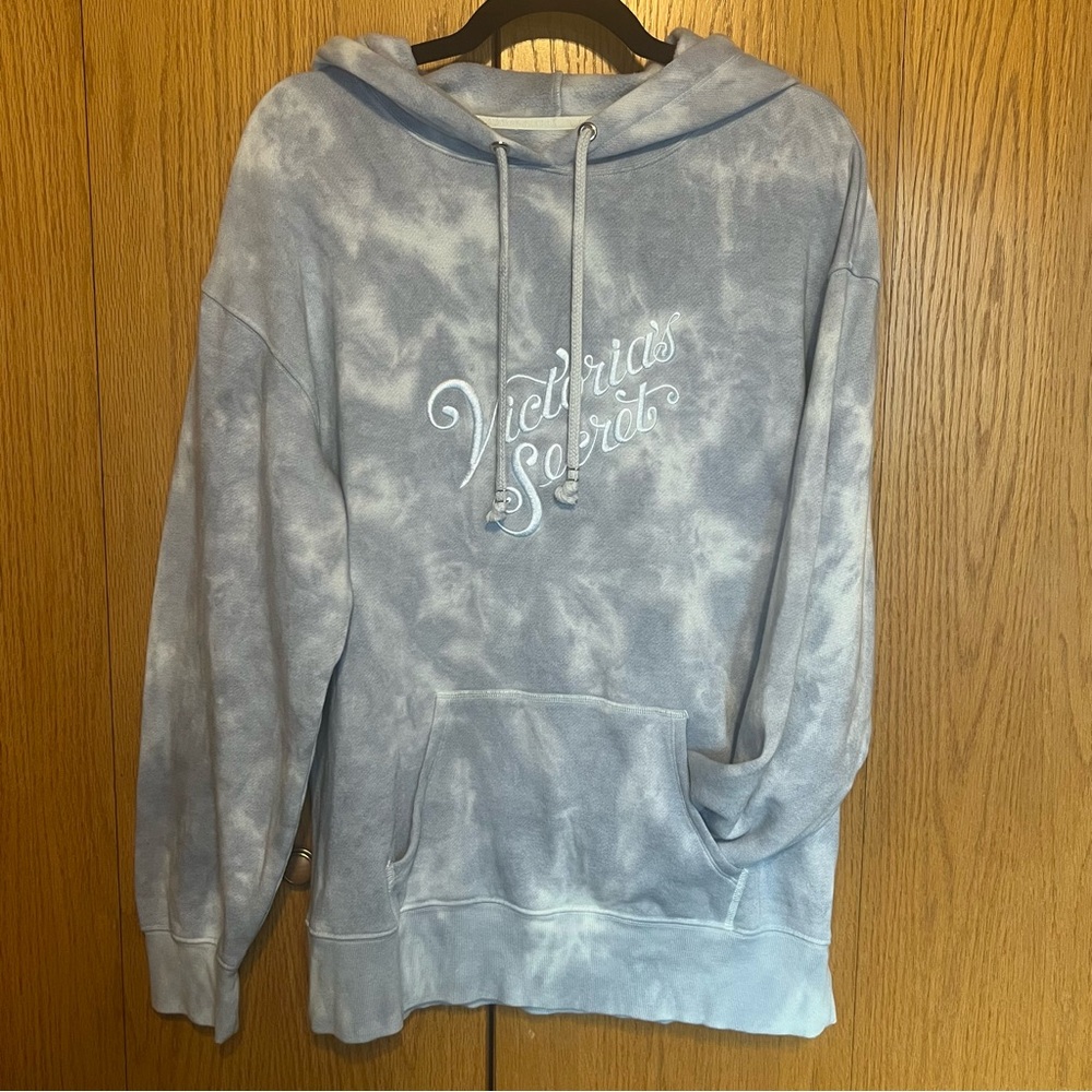 Victoria’s Secret Oversized Tie-Dye Hoodie Sweatshirt Blue/White - M